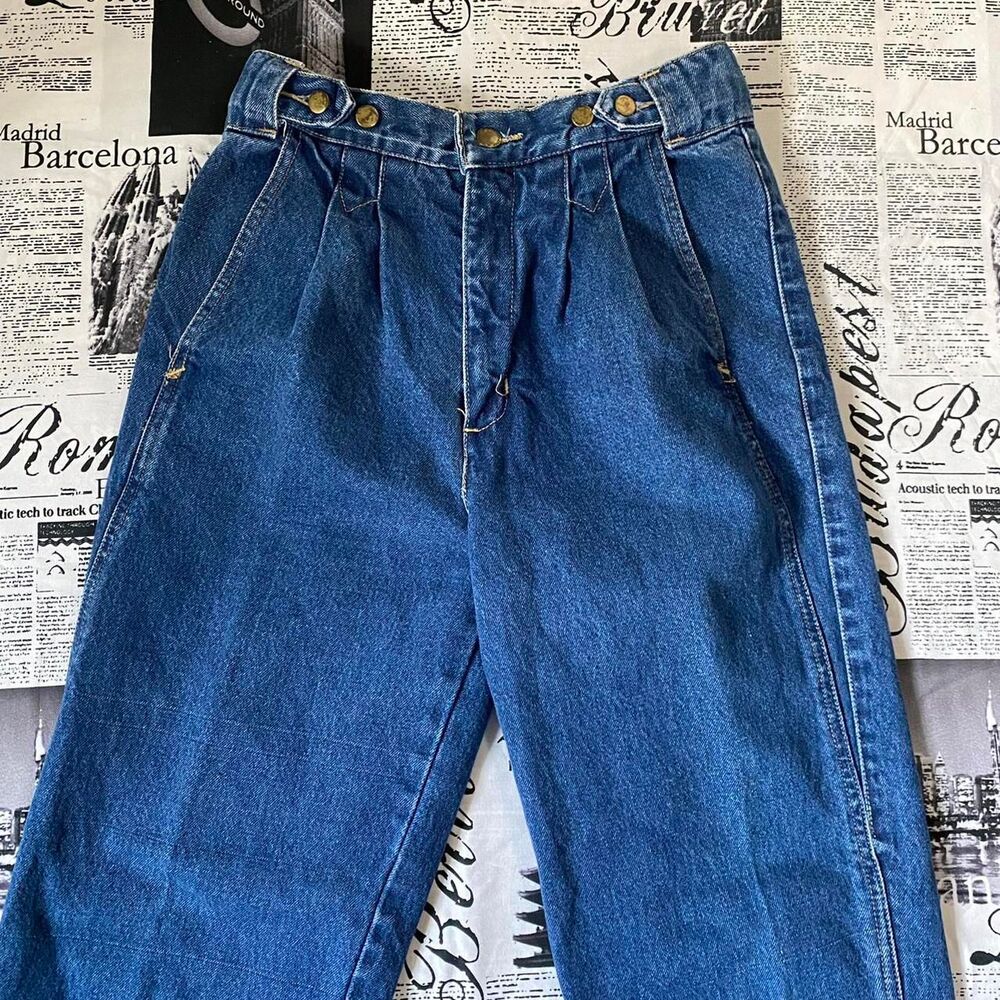 Rigoletto vintage 80s Women's dark wash high waist tapered leg jeans denim